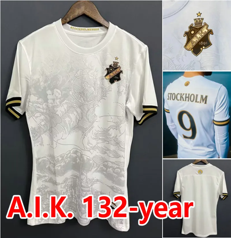 2023 AIK Solna camisas de futebol ESTOCOLMO edição especial limitada FISCHER HUSSEIN OTIENO GUIDETTI THILL TIHI HALITI 132 anos de história 23 24 camisas de futebol homens adultos