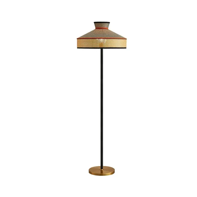 Design moderne lampadaire standard style asiatique luxe rotin abat-jour lampe 50cm largeur 162cm hauteur pour hôtel maison salon chambre étude salle décoration