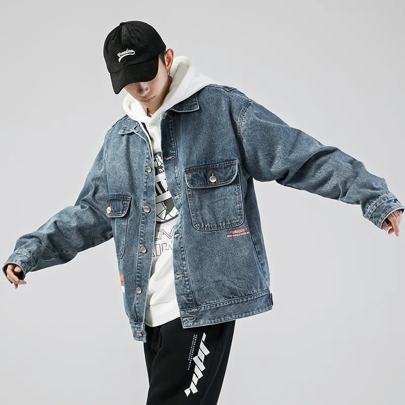 Vestes pour hommes Street Style Hommes Vintage Veste en jean lavé Adolescent Jeune Garçon Jean Hip Hop VêtementsHommes