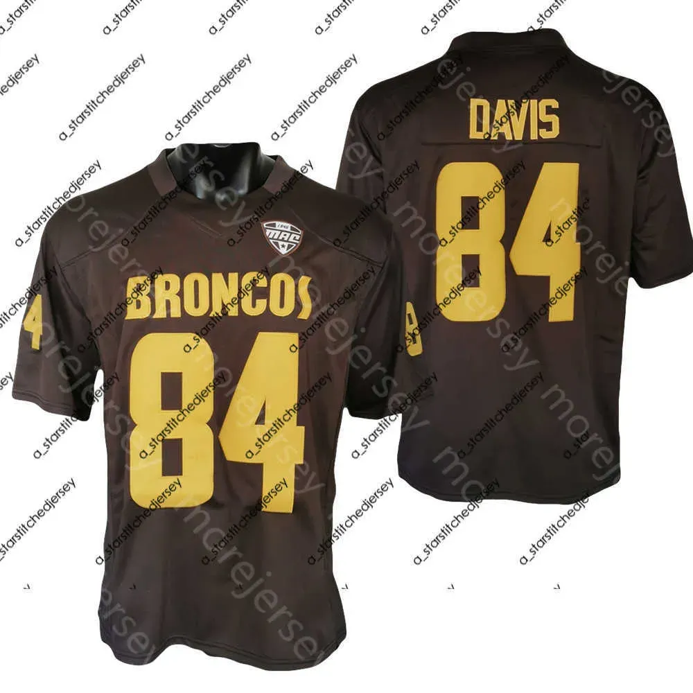 Nova camisa de futebol camisas de futebol NCAA College Western Michigan WMU Jersey de futebol Corey Davis Coffee Size S-3xl All Bordado de costura