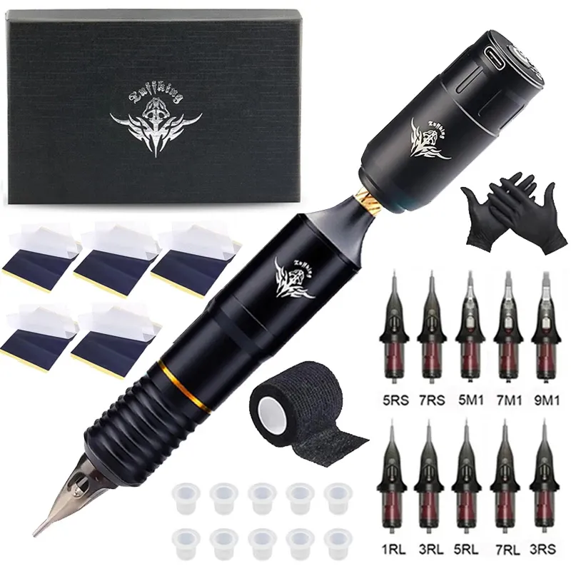 Kits de armas de tatuagem kits de tatuagem profissional kits de tatuagem rotativa tattoo caneta conjunto interface rca interface rca tatuagem de maquiagem permanente suprimentos de maquiagem 230227