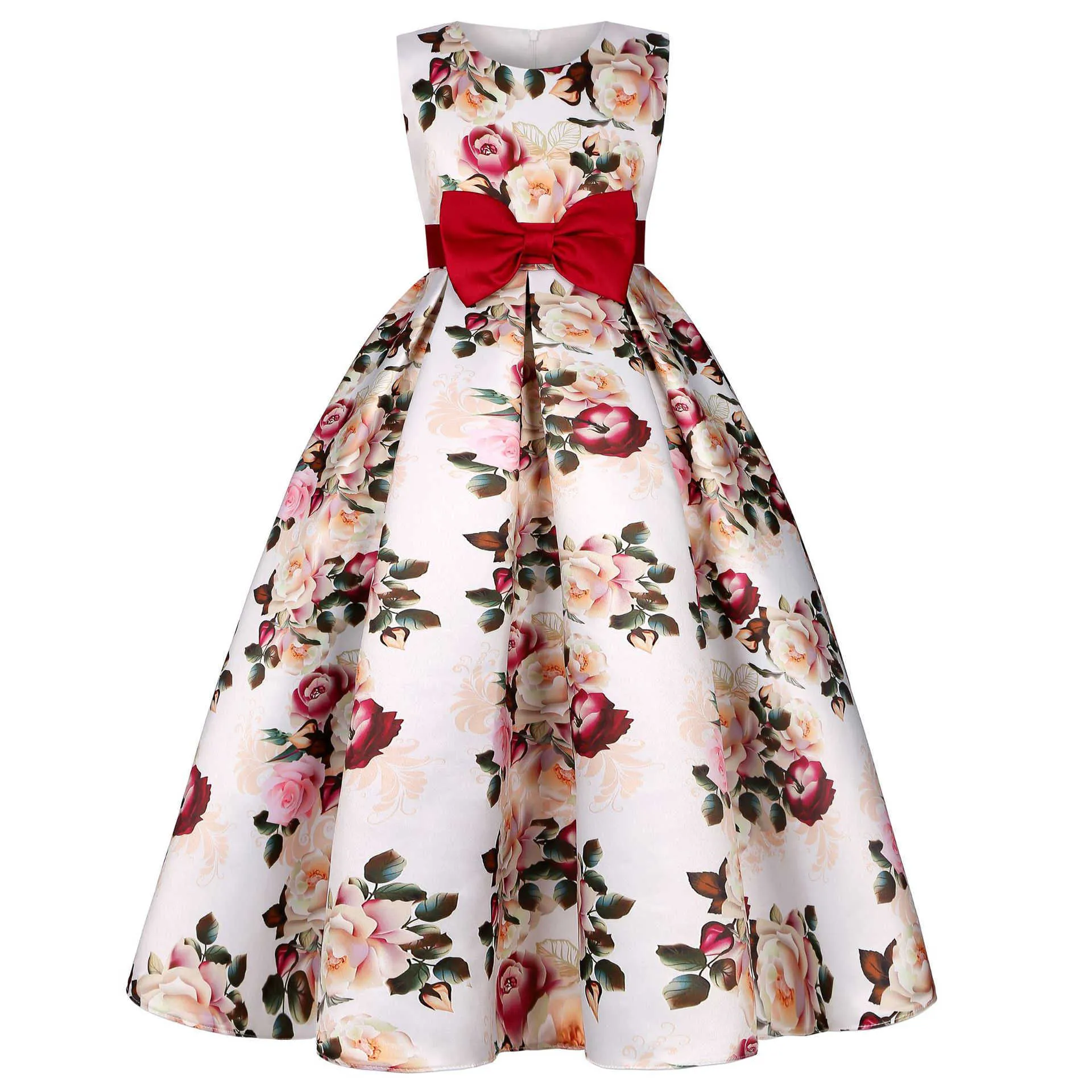 Girl's Dresses Plus Size Pricness Girls Flower Dress Children Kids Long Floral Wedding Party Dresses Kids Princess Christmas Dress Clothing Z0223