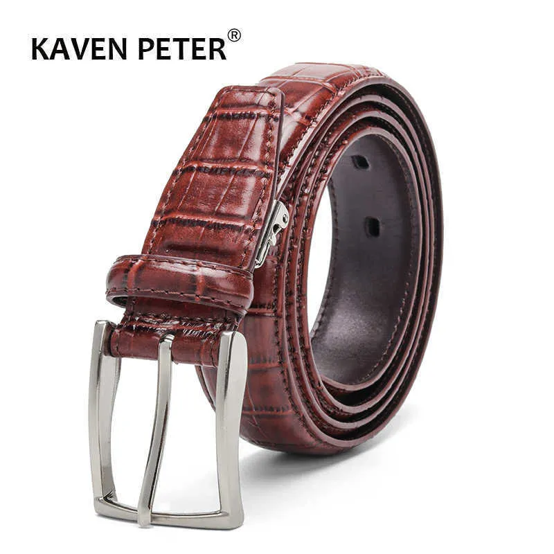 Belts Casual Men Belts Crocodile Pattern Cowskin 30 CM Belts For Women Unisex Genuine Leather Belt Cinturones Para Hombre Black Brown Z0228