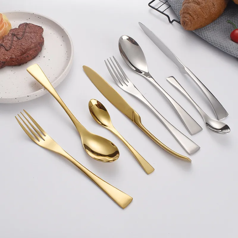 4 Pieces Wed Set Silverware Fork Spoon Knife Flatware Set Cutlery