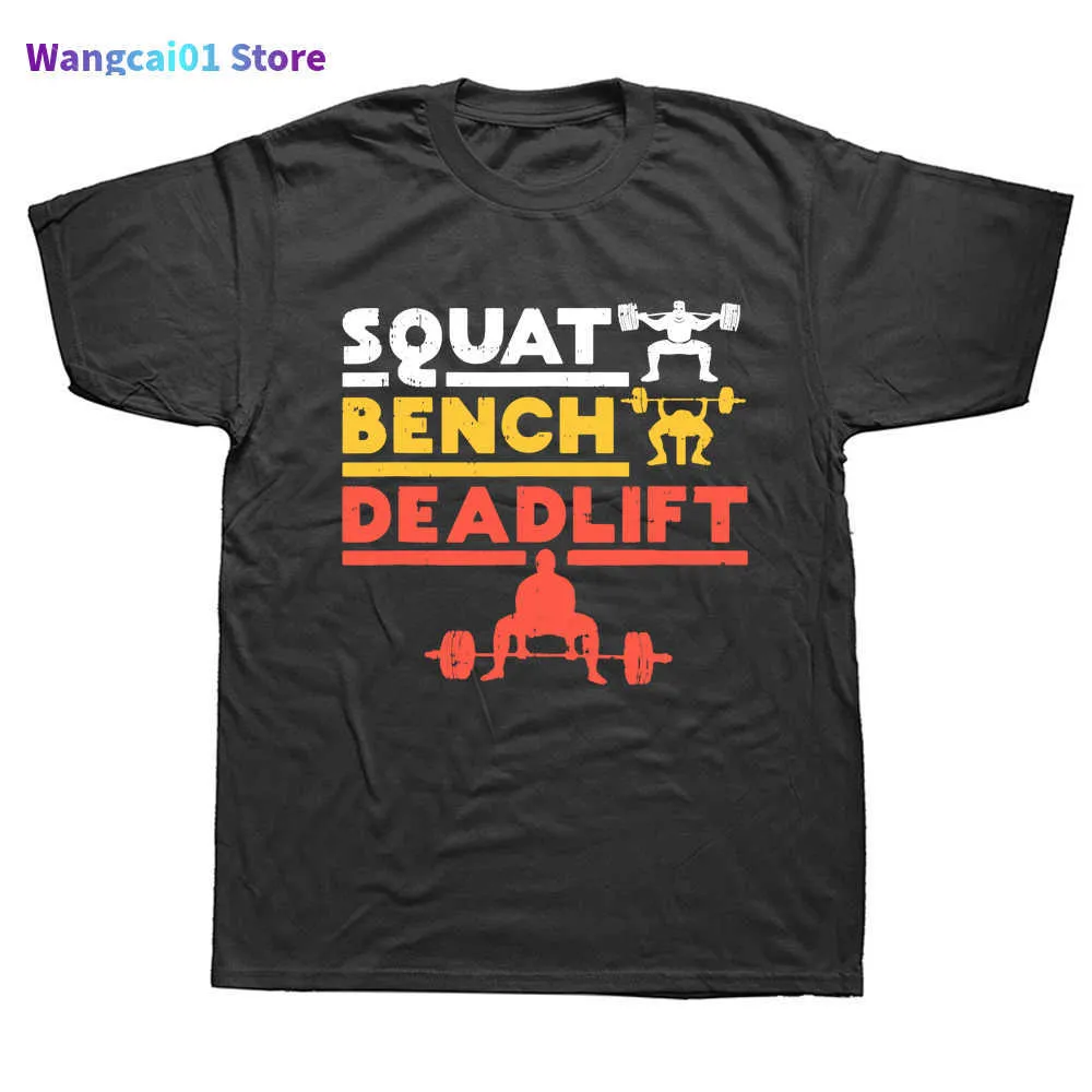 Men's T-Shirts Funny Powerlifting Squat Bench Deadlift Weightlifting T Shirts Cotton Streetwear Short Seve Birthday Gifts Summer T-shirt 0228H23