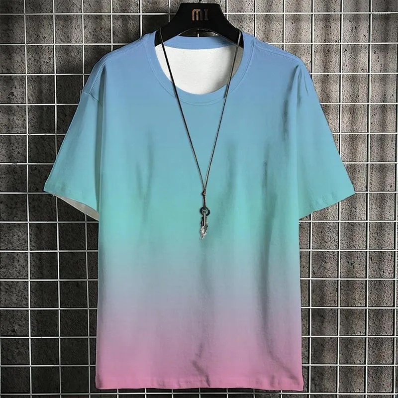 Męskie koszulki T-shirt Krótkie koszulki O Neck TEETS Summer 3D Unikalne gradient krótkiego rękawów zabawne ubrania modowe