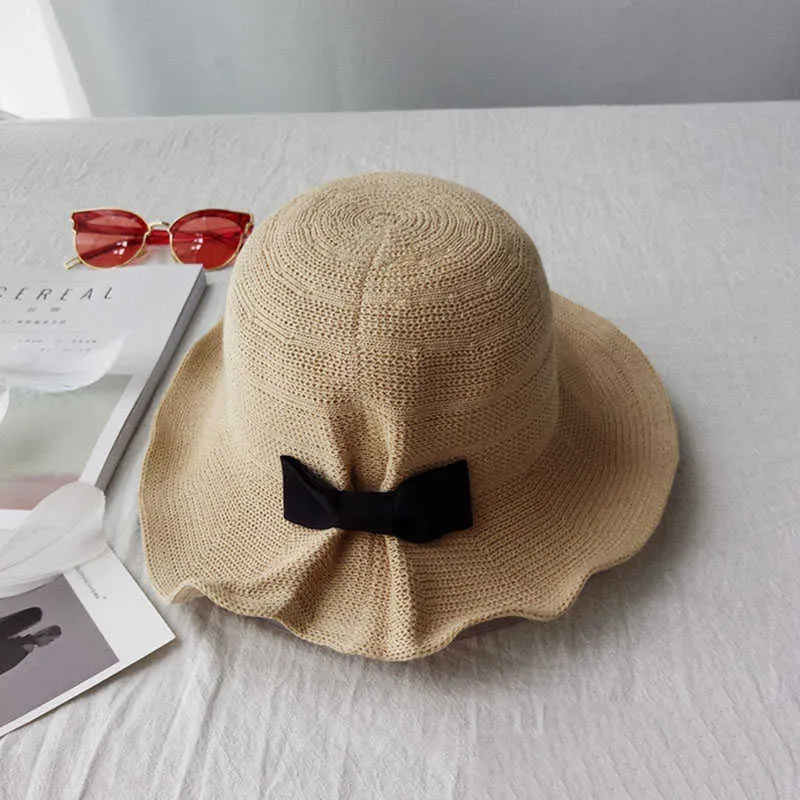 Geniş Memlu Şapkalar Kadın Knot Güneş Şapkası Katlanabilir Şık Moda Dokuma Balıkçı Şapkası Nefes Alabaç Kapak Kamp Piknik Knot Güneş Şapkası PR SATIŞ G230227