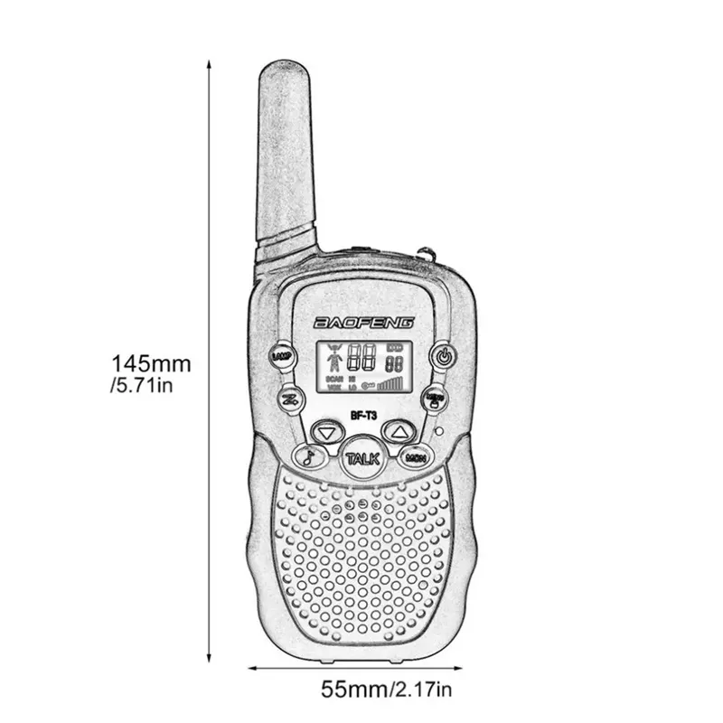 2 pi¿¿ces Baofeng BF T3 Pmr446 talkie walkie meilleur cadeau pour enfants  Radio portable T3 Mini Radio sans fil bidirectionnelle enfants jouet Woki  Toki~EU Frequency A12229