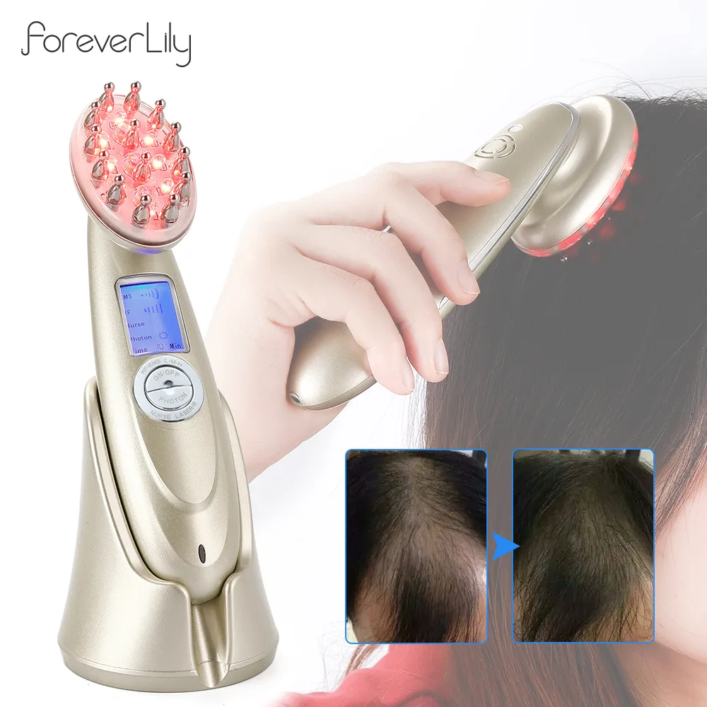 Hårborstar Electric Laser Hair Growth Comb Infrared EMS RF Vibration Massager Microcurrent Hair Care Hair Loss Behandling Hår Återväxt 230227