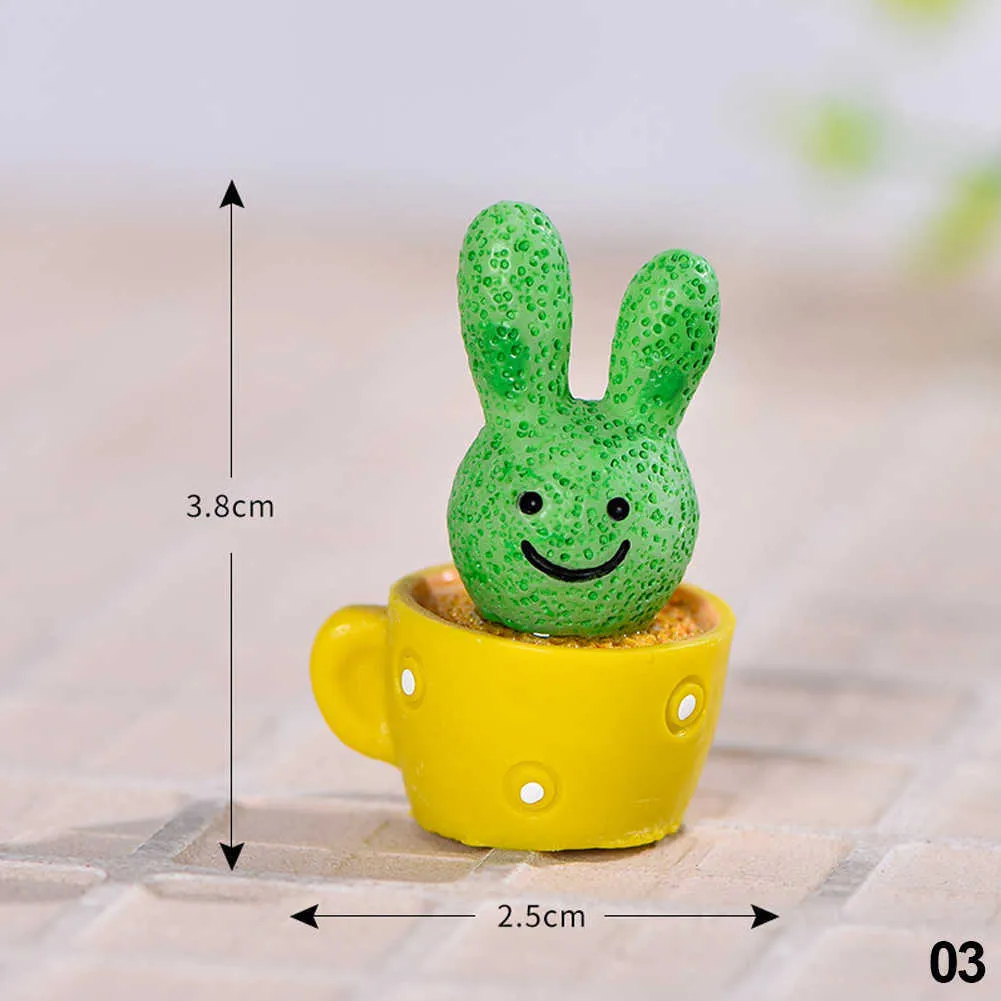 Résine Voiture Cactus Lapin en pot Ornements Auto Center Console  Accessoires Poupées de bureau Petits cadeaux Gâteau Cuisson Décorations  Jouets