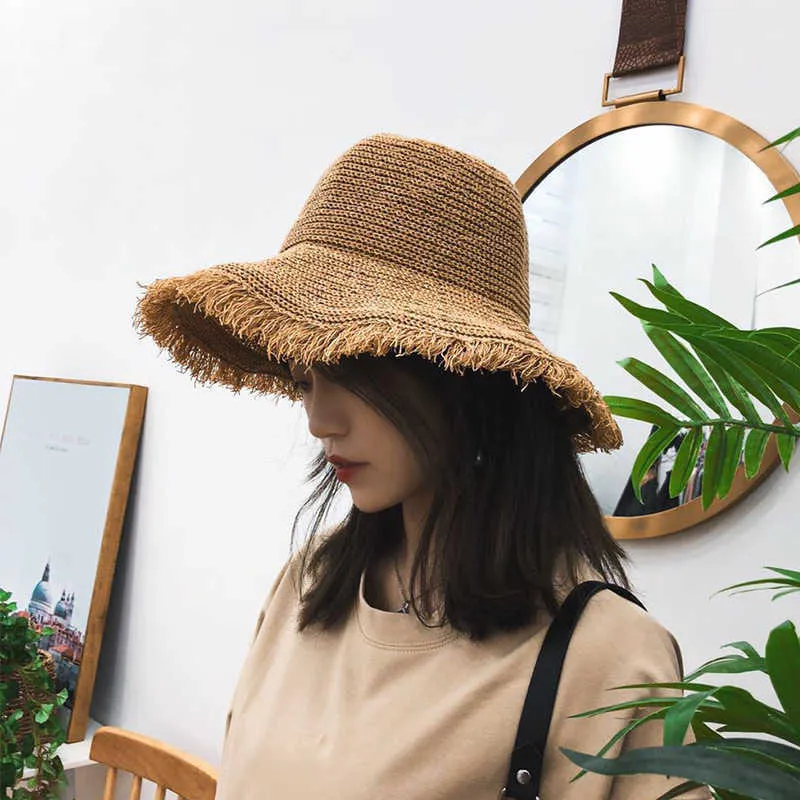 Wide Brim Hats Summer Boater Hats For Women Straw Sun Hat Lady Girls Lace Panma Beach Hat Floppy Female Travel Folding Chapeu G230227