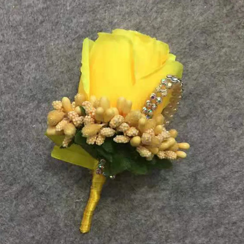 Män simulering siden rose blomma boutonniere brosch bröllop brud rose brosch festival bankett blomma bröstpin bröllop dekor broche boutonniere de flor rosa