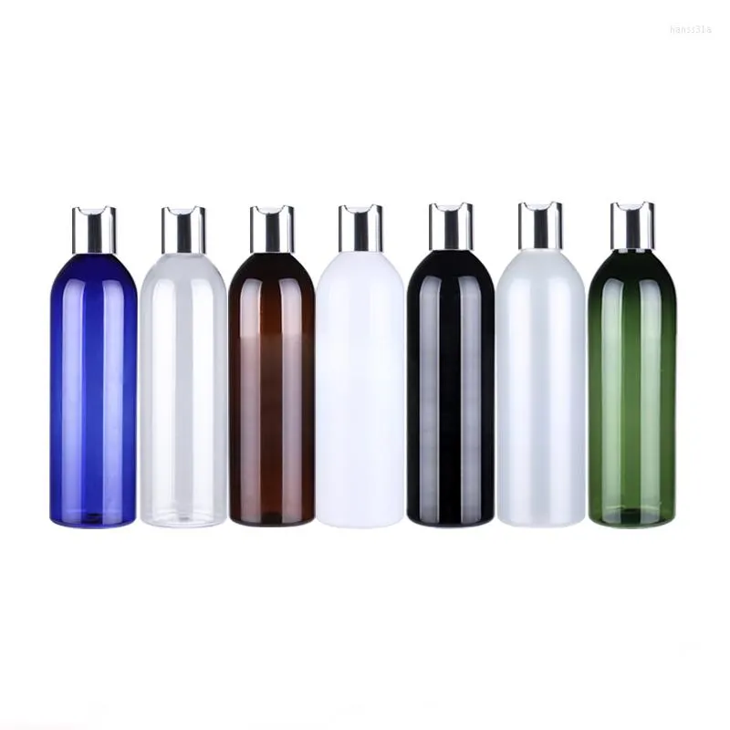 Aufbewahrungsflaschen 250 ml 24 Stück leere Kunststoff-Lotionbehälter mit silberner Aluminium-Scheibenkappe, PET-Flasche für Hautpflege, Reiseverpackung, Dusche