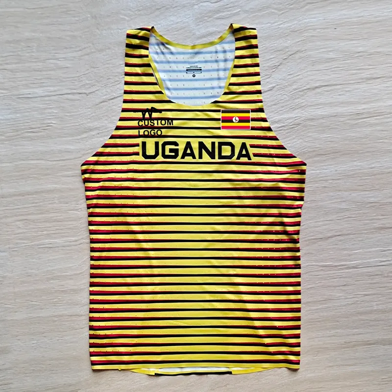 Camisas casuais masculinas Tokyo Uganda Seleção Nacional Man Maratona Sem Estragada Maratona rápida Rúss Athlete Field Singlet Singlet personalizável 230228