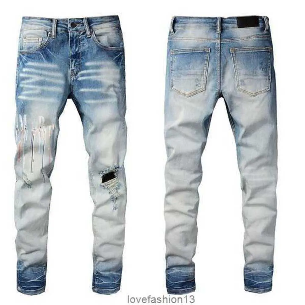 2023 Designer Jeans Mens skinny jeans Denim Embroidery Pants Fashion Holes Trouser Us Size 28-40 Hip Hop Distressed Zipper