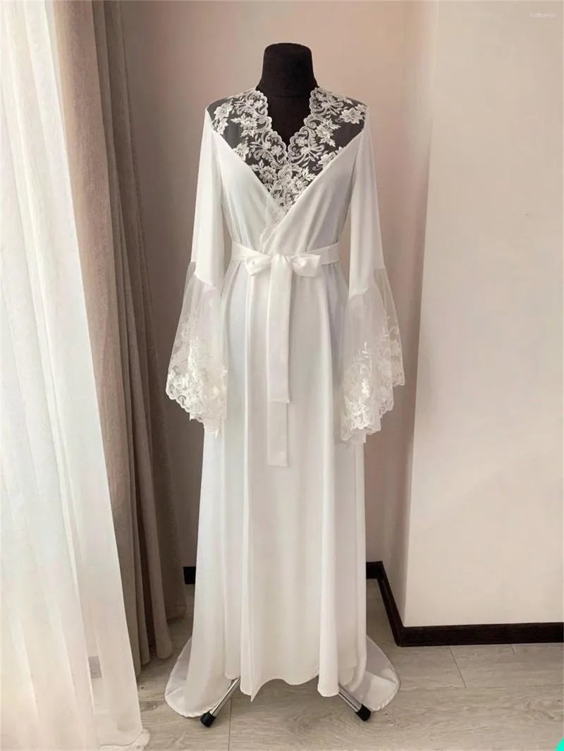 Платье подружки невесты Женские дамы элегантная ночная с длинным рукавом ночная рубашка кружевная кружевная шелковая одежда для ночной одежды для свадебного будуара