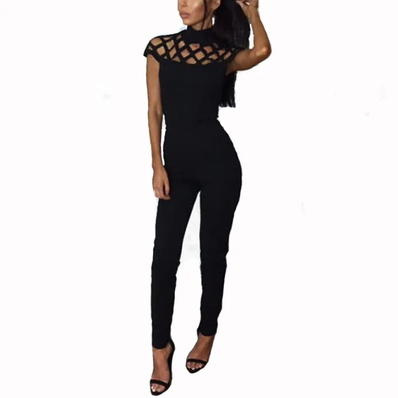 Kvinnors jumpsuits rompers sexiga ihåliga jumpsuit kort ärm bodysuit kvinnor mt1384