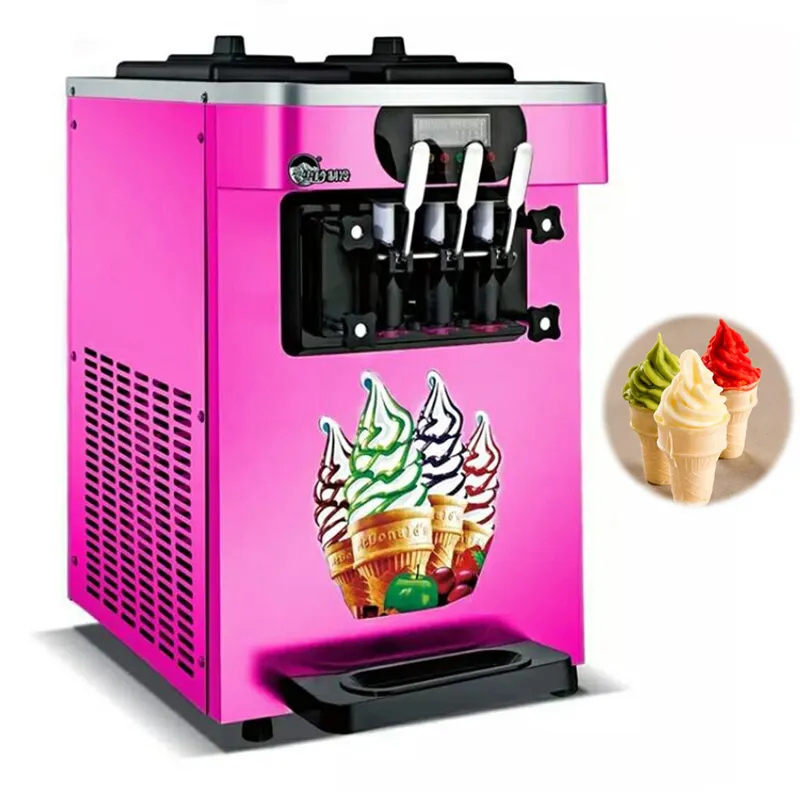 Fully Automatic Soft Ice Cream Machine Commercial Ice Cream Makers Pink Color Gelato Making Machines 1700W