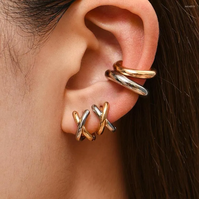 Hoop Earrings Creative Gold Silver Color Metal Criss-cross For Women Fashion Geometric Small Earring Huggies Jewelry Gift