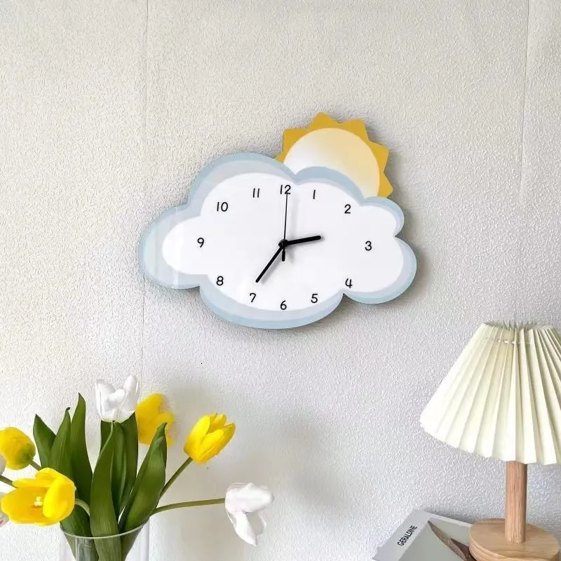 Väggklockor Cloud Cartoon Creative Design Decoration Personlighet Digital Home Study Living Room Studio Shop Art 230228