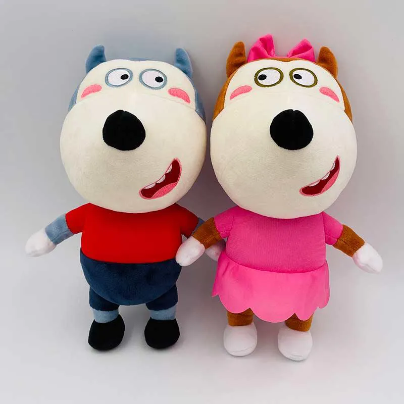 Pluszowe lalki 2PC/zestaw 30 cm anime Wolfoo Family Plush Toys Cartoon Plushie Lucy Soft Pchane lalki zabawki dla dzieci dla dzieci Fani dziewczęta Prezenty 230227