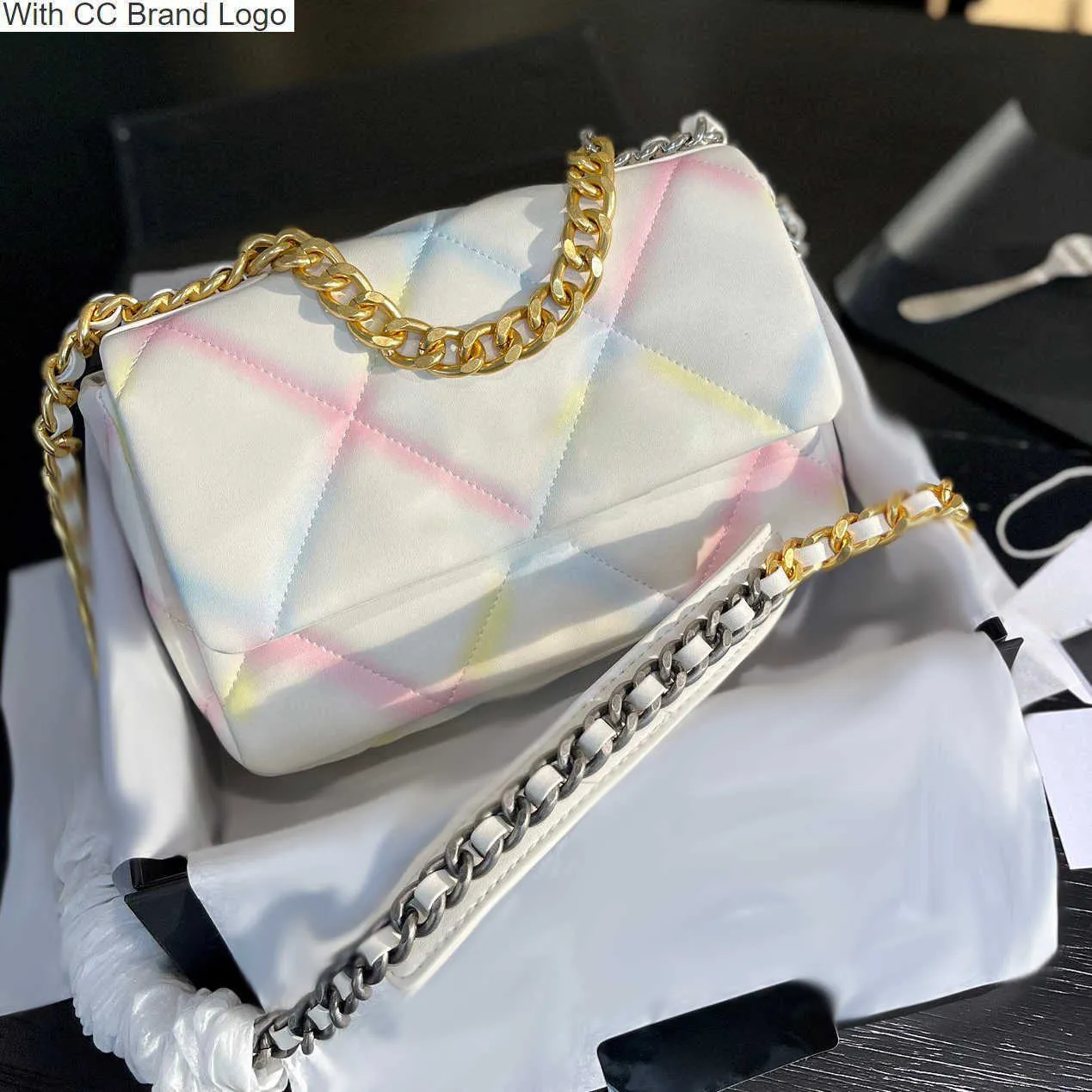 Gradient Quilted Shoulder Bags: Womens Rainbow Halo Designer Mini Jumbo ...