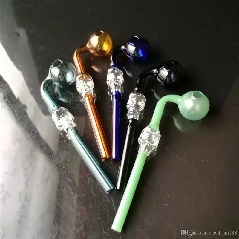 Transparent bones head color bend pot Wholesale Glass Bongs Accessories, Glass Water Pipe Smoking