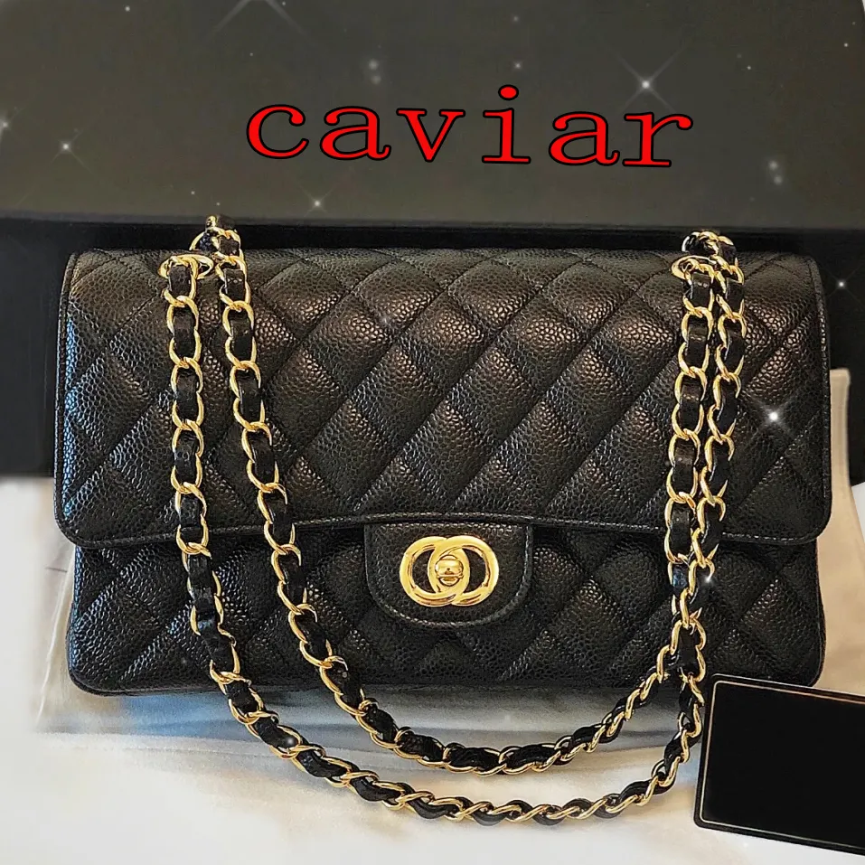 Torby designerskie torba łańcucha kanałowa Klapa 5a CF Caviar torebka na ramię złota srebrny łańcuch skórzany podwójny liter