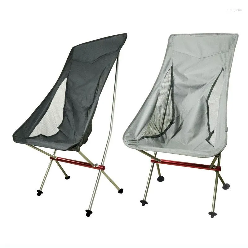 Camp Furniture Outdoor Portable Folding Moon Chair Camping Fishing Chaise Lounge Recliner High Backrest Beach Chairs Accessories