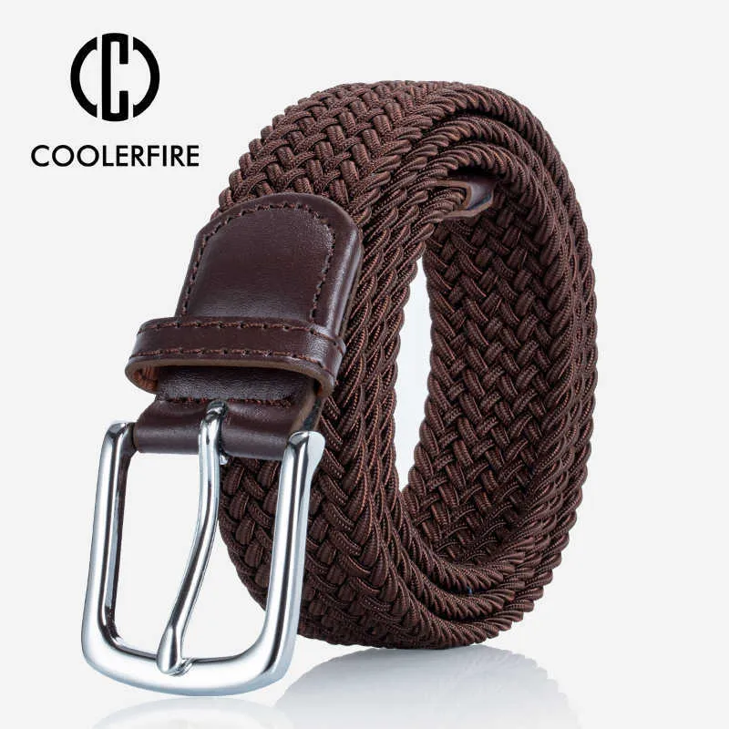 Belts Men Belts Knitted Elastic Woven Belts for Men High Quality Pin Buckle Casual Student Work Sports Strap HB022 Z0228