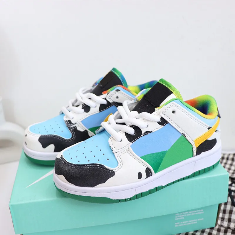 2023 Kids Shoes Sneakers Boy Girl Sports Black White Chunky Low Cows Red Green Grass Trainers Boys and Girls Athletic Outdoor Walking Children Eur 25-35