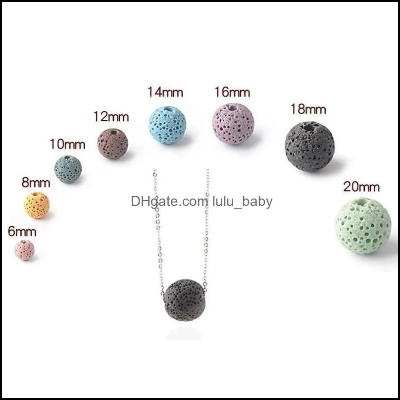 Girocolli 12Mm Colorf Lava Stone Beads Ciondolo Aromaterapia Olio Per Diffusore Collana Collare Gioielli Drop Delivery Collane Pendenti Dh0Qz