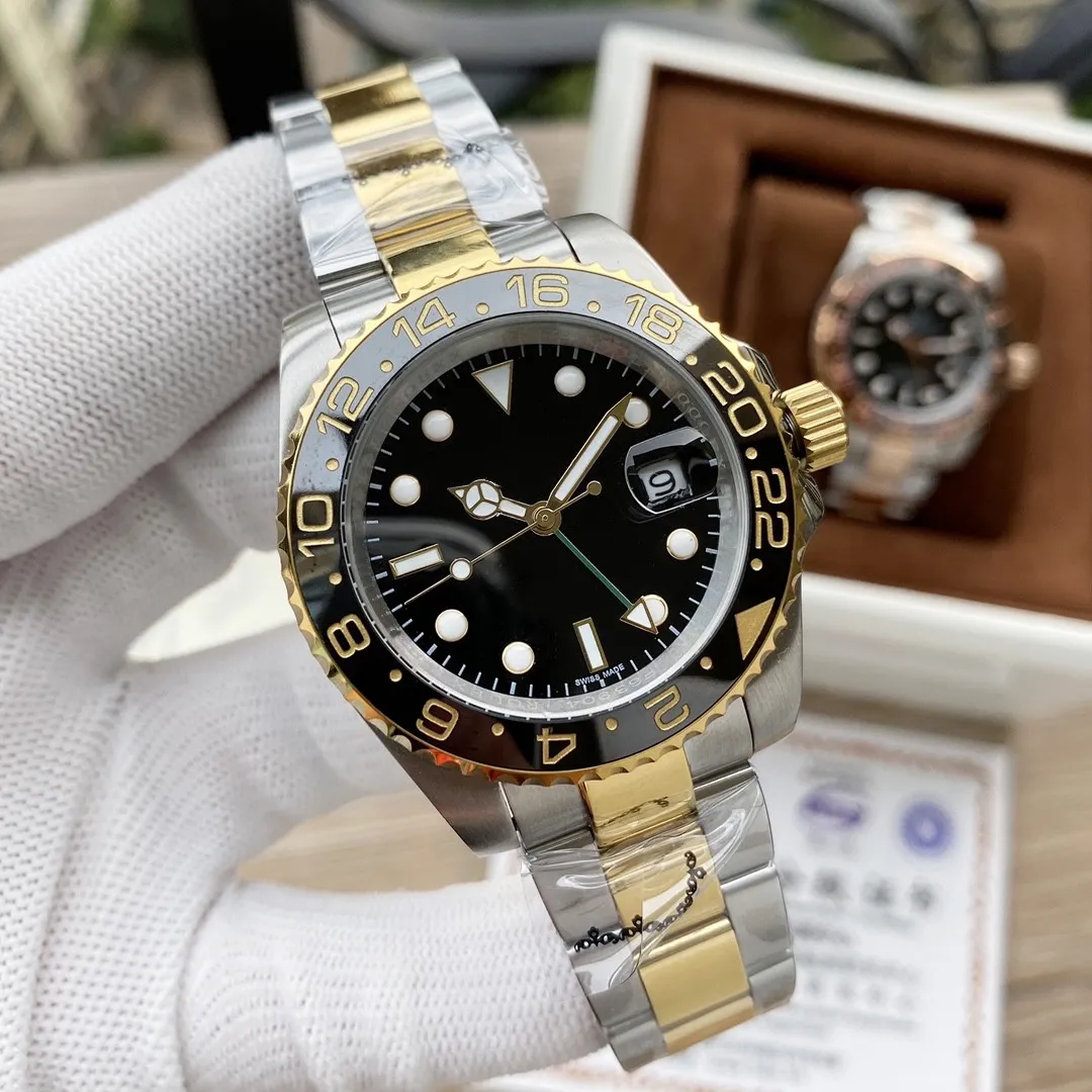 Luxury Mens Designer GMT Master Automatic Silver Watch With