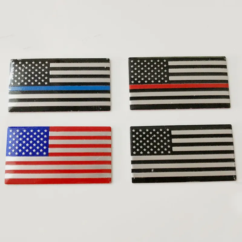 Thin Blue Line Decal Set - 4" X 3.6" Police Support Sticker Pack - Matte Black Vinyl - USA Flag Design