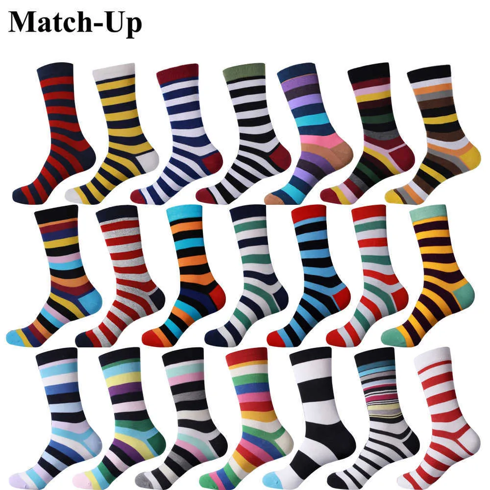 Мужские носки Matchup Новая коллекция все хлопковые мужчины красочные носки бренд Man Socks Men Socks Stripe Cotton Sock Бесплатная доставка Z0227