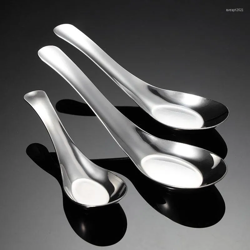 Dinnerware Sets Stainless Steel Spoon Flat Chinese Deepened Large Capacity Mirror Polished Tableware Soup Rice