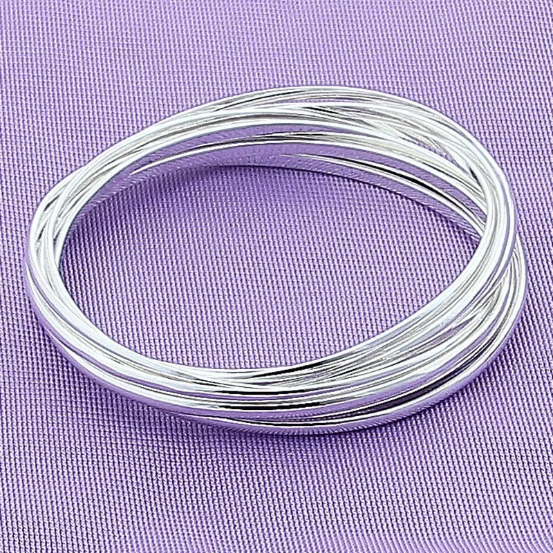 뱅글 패션 빈티지 925 실버 뱅글 쥬얼리 멀티 레이어 실버 뱅글 팔찌 Srebrna Bransoletka Pulsera de Plata 230228