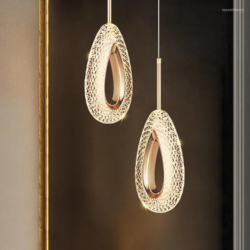 Pendellampor nordiska kristall ledande lampor inomhus belysning tak hängande ljus för hem kök matbord vardagsrum dekoration
