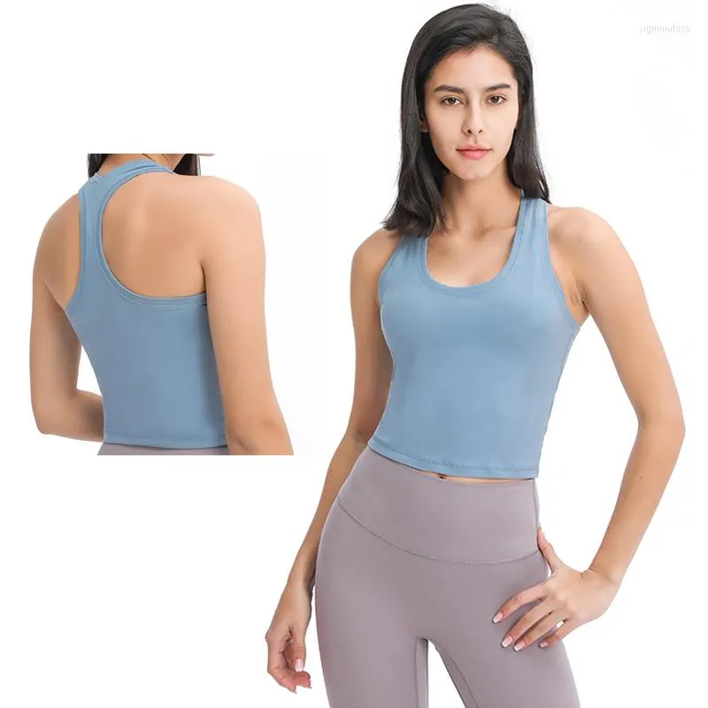 Active Shirts 2023 Racerback Yoga Tank Top Workout Sportswear For Women Gym Sleeveless Crop Anti-sweat Fitness Shirt