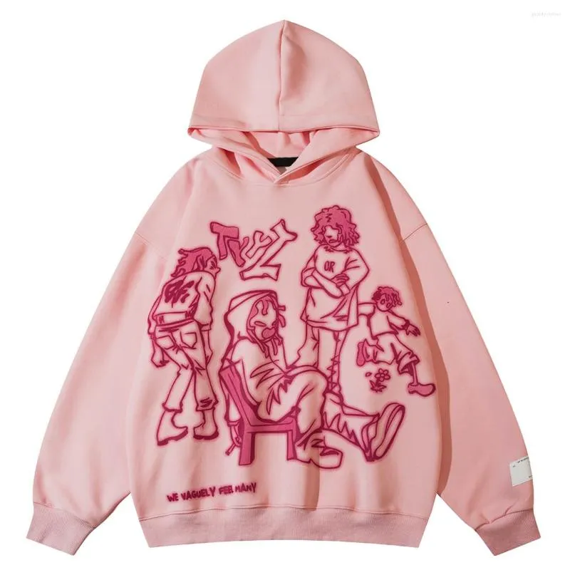 Herrtröjor Lacible Cartoon Line Character Print Hoodie 2023 Ankomsten Spring Autumn Ytterkläder Män Kvinnor Utomhus Sweatshirt