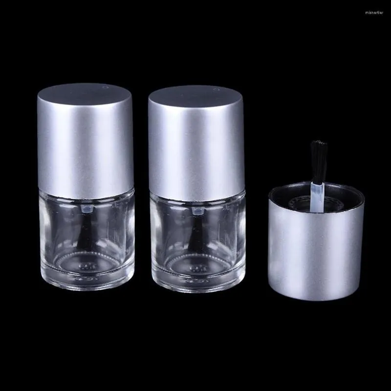 Bottiglie di stoccaggio 5PCS 10ml Bottiglia di smalto per unghie Mini Vuota Trasparente Vetro Vernice Ricaricabile Coperchio d'argento Donne Cosmetic Art Supp