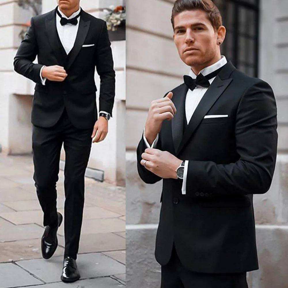 Men's Black Notch Lapel Modern Fit Tuxedo-Wedding Tuxedos for Men – Flex  Suits