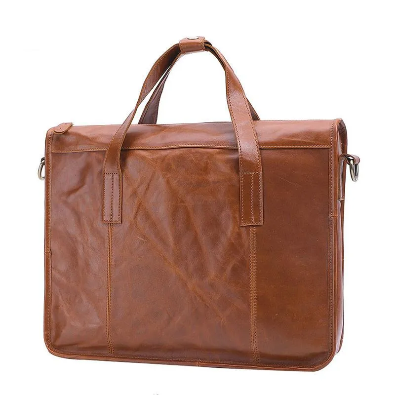 BROCKASES Herrläder Messenger -dokument för väska Enuine Totes Office Bags Men Computer Laptop