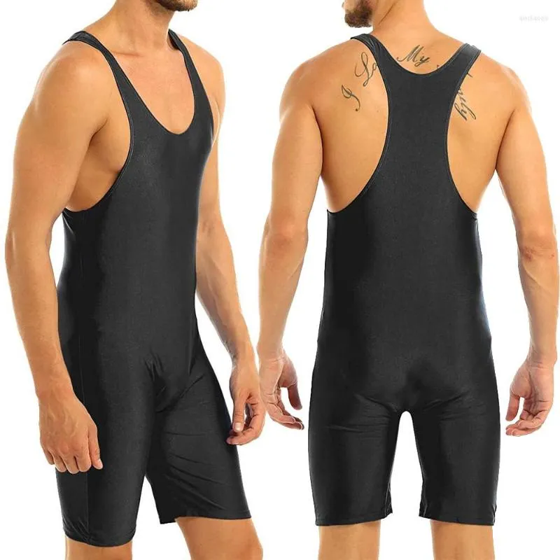 Gymkläder Plain Black Wrestling Singlets Viktlyftning slitage Kraftlyftning Dräkt One Piece Bodysuit Iron Boxing Fitness Skinsuit