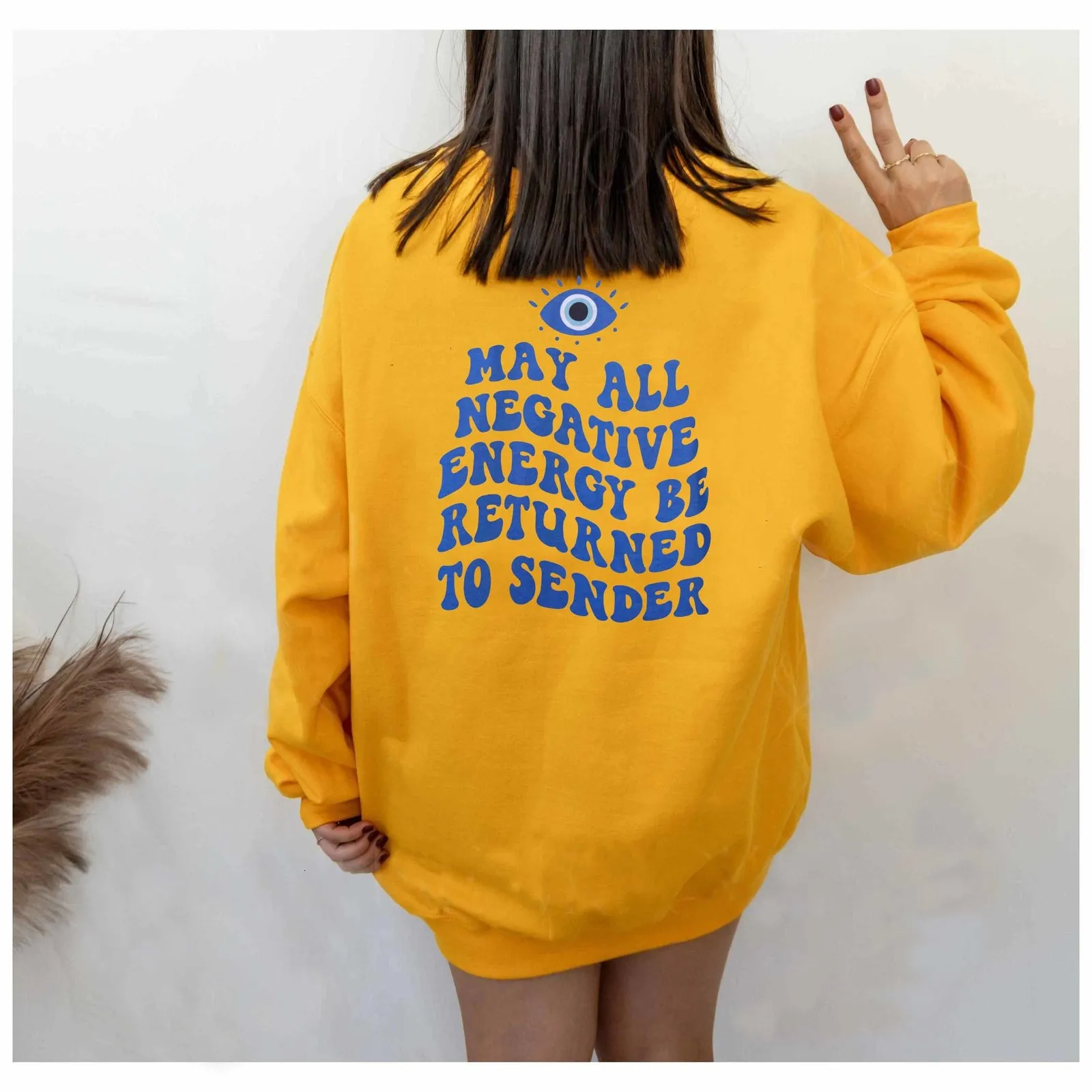 Sweats à capuche pour femmes Sweat-shirts Que toute l'énergie négative soit renvoyée à l'expéditeur Witchy Things slogan drôle femmes sweat-shirt en coton hipster cadeau pulls 230227