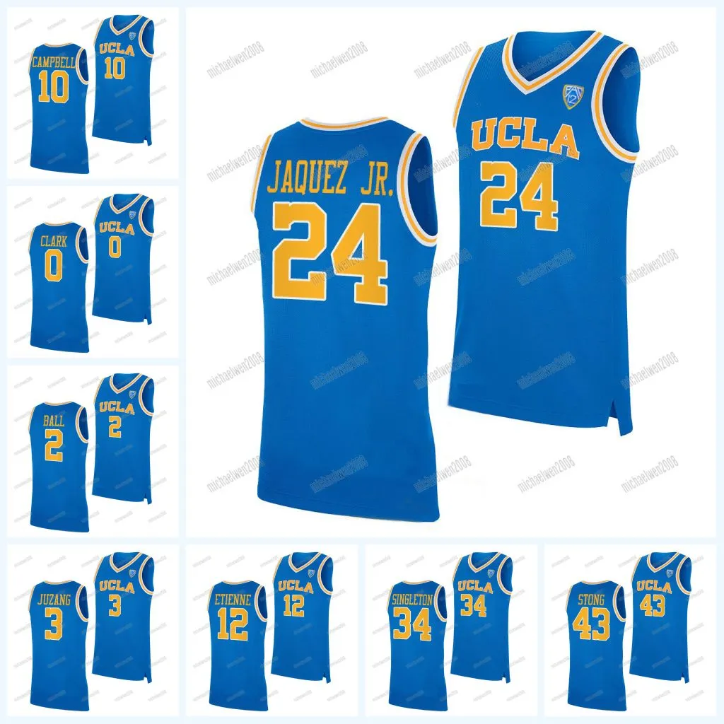 Jerseys Custom UCLA Bruins 2023 NCAA Basketball Jersey Tyger Campbell Jaime Jaquez Jr. Jaylen Clark Adem Bona Amari Bailey Russel