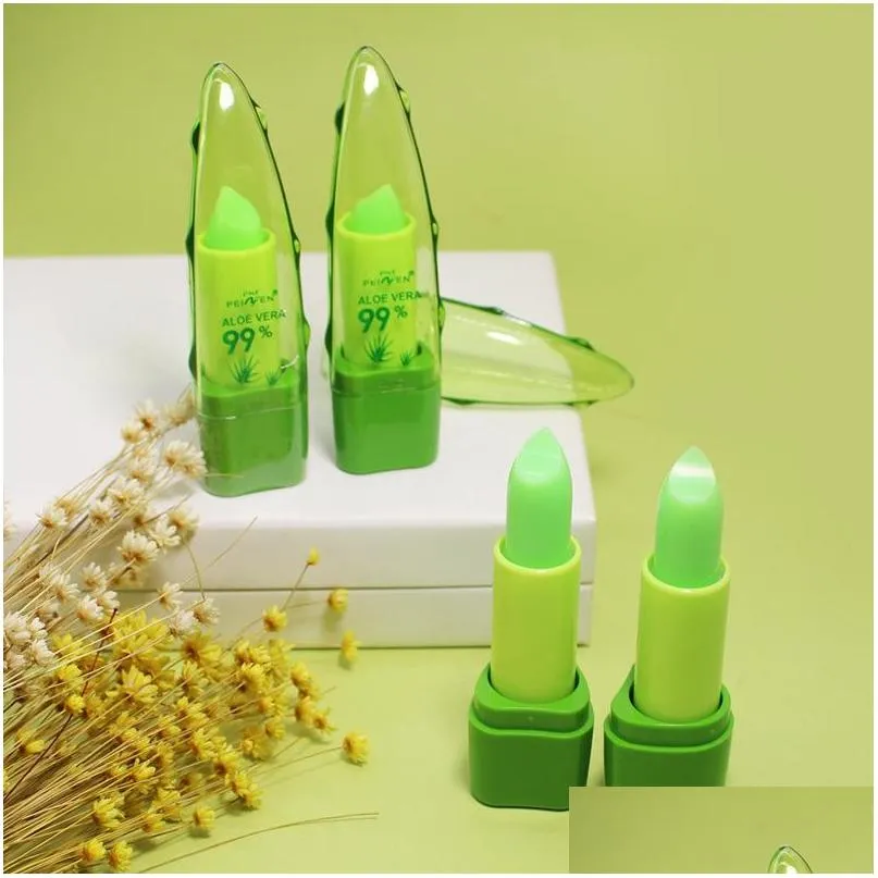 Lipstick Peinifen Aloe Vera Gel Gloss Color Changing Moisturizer Antidrying Desalination Finegrain Lip Blam Care Drop Delivery Healt Dhg9S