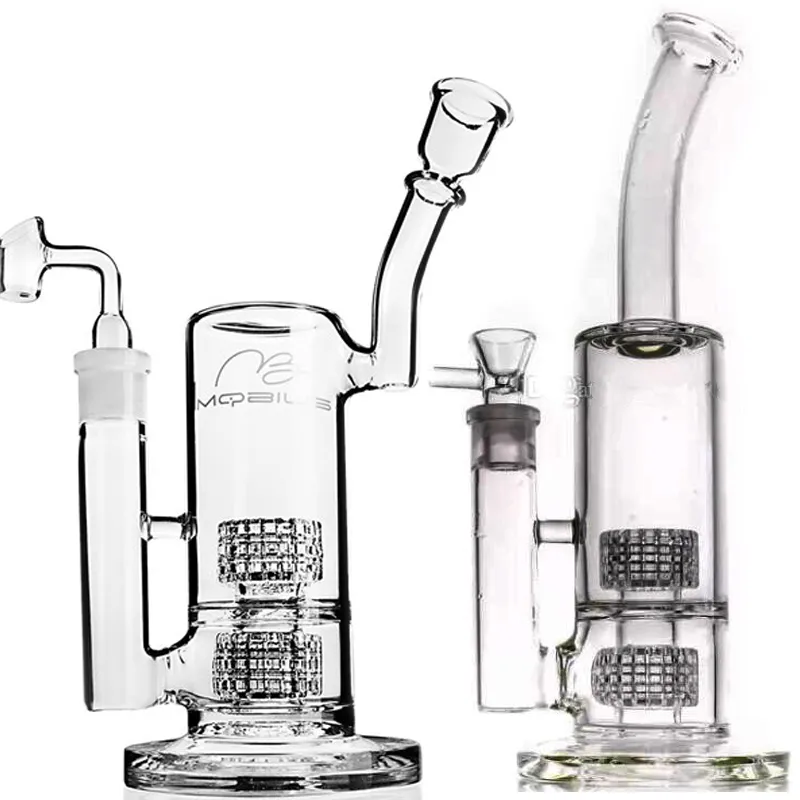 New Mobius Glass Bongs Hookahs Smoking water Pipe Dab Rigs Beaker Bong Shisha Smoke Oil with 18mm bowl