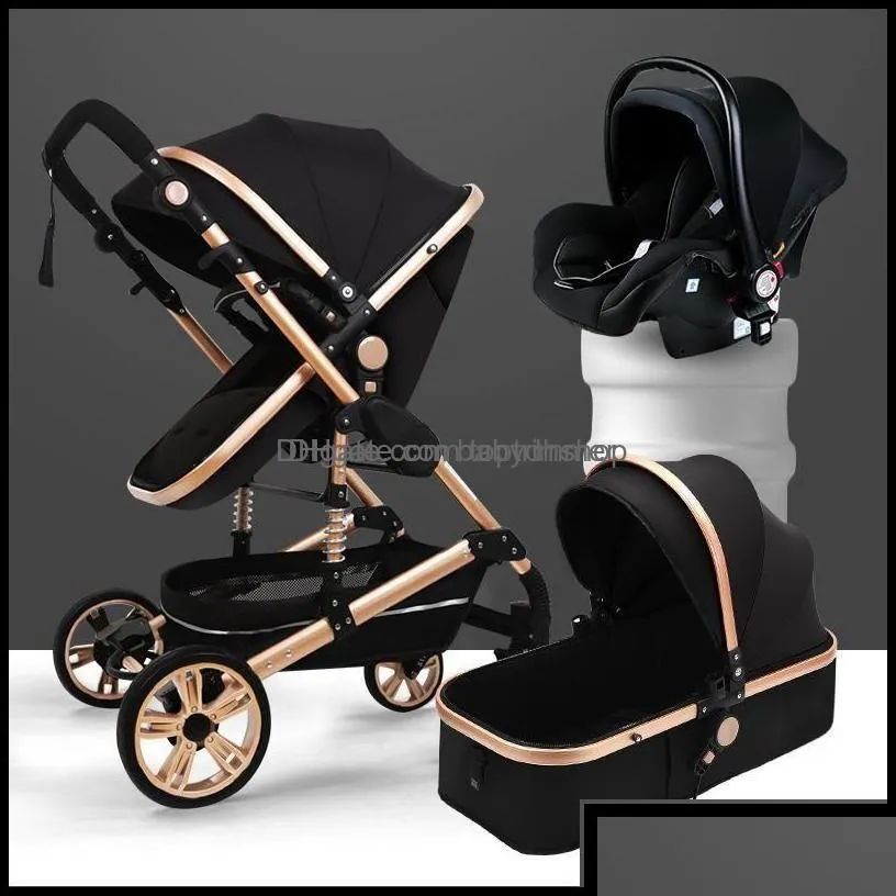 Poussettes bébé enfants maternité luxe poussette haute Landview 3 en 1 poussette portable landau confort pour né goutte Dhn96