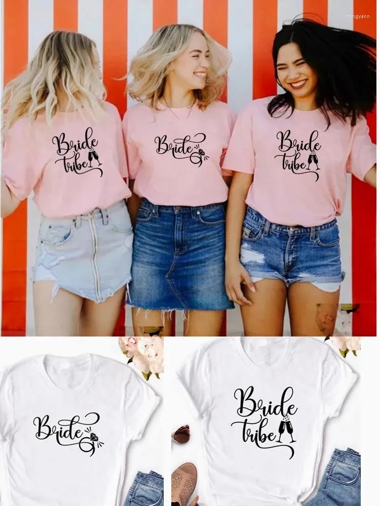 Women's T Shirts Bride Tribe Femme Wedding T-shirt Bachelorette Party Shirt höna Print brudtärna gör kläder estetik tee